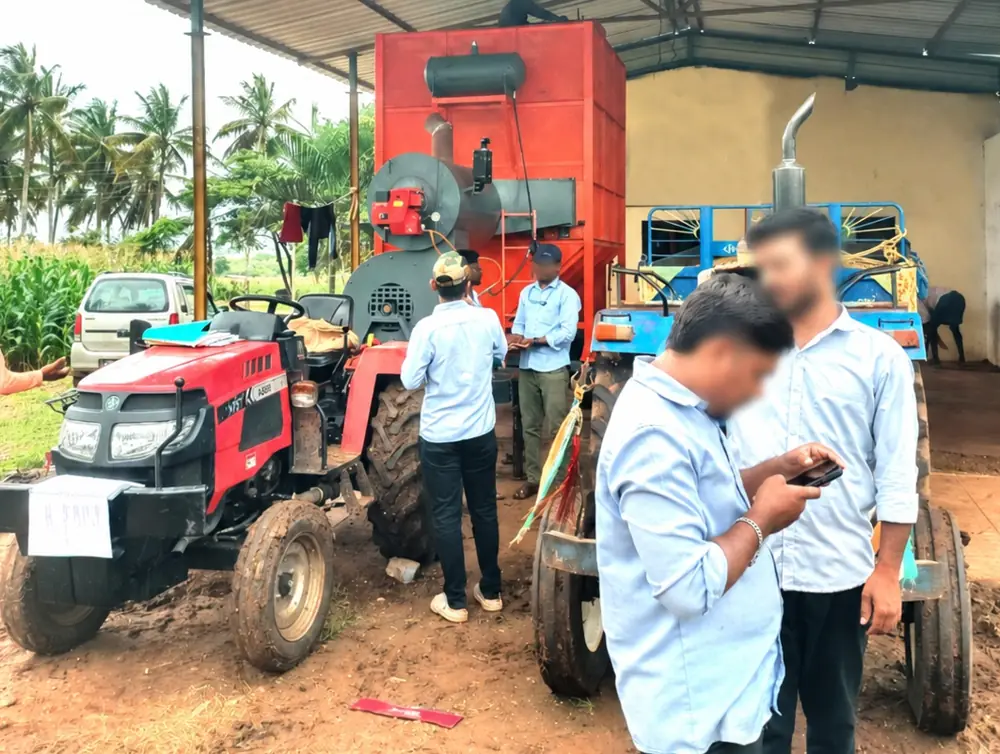 Field demonstration of the Tractor Operated Mobile Grain Dryer with a tractor PTO